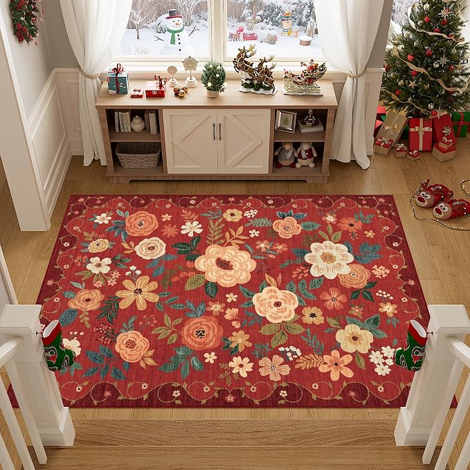 DUKINO 3x5 Area Rug, Floral Rugs