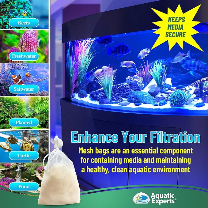 Aquatic Experts Extra Fine Aquarium Media Bag, Durable Drawstring Bags