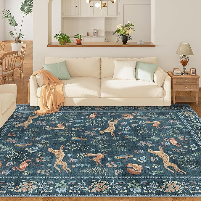 DUKINO 5x7 Rug, Washable Animal Living Room Rug