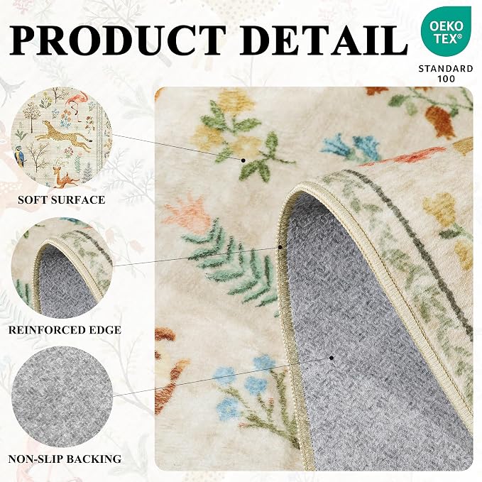 DUKINO 2.6x8 Rug for Hallway, Washable Kitchen Runner Rug