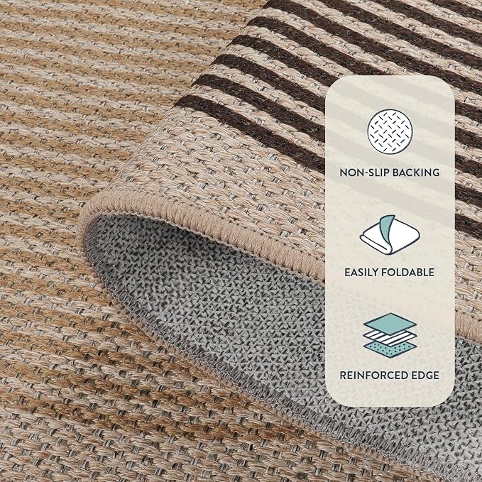 Lahome Enfys Modern Rainbow Easy Jute Rug, 2x6 Kitchen Runner Washable Rug