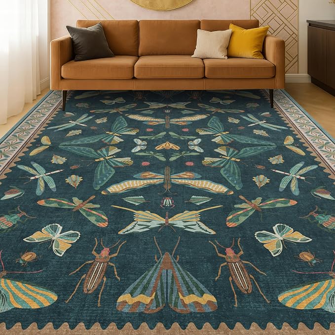 Hazo Haus Insect Teal Green 5x7 Area Rug