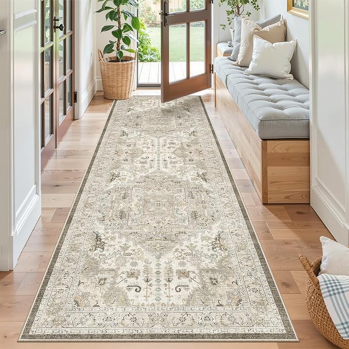 Madane Runner Rug 2'6''x8' Kitchen Runner, Hallway Runner Printed Vintage