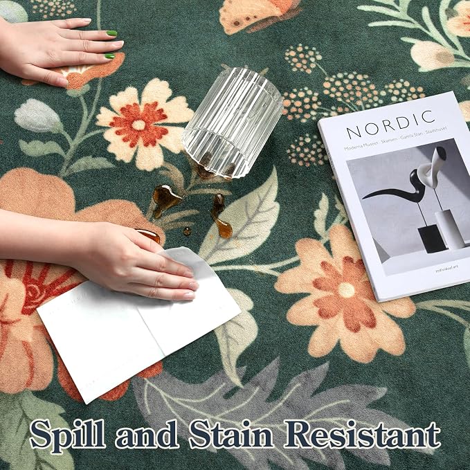 Lahome Floral Small Rug, 2x4 Kitchen Rugs Non Slip Washable Rug Ultra-Thin