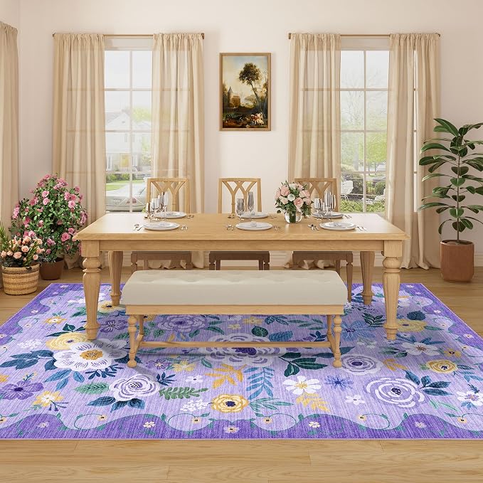 DUKINO 5x7 Area Rug, Floral Rugs