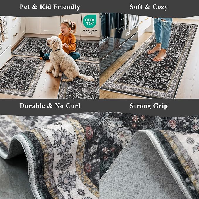 Square Rugs 5x5 Washable for Entryway: Non Slip Indoor Foot Carpet for Living