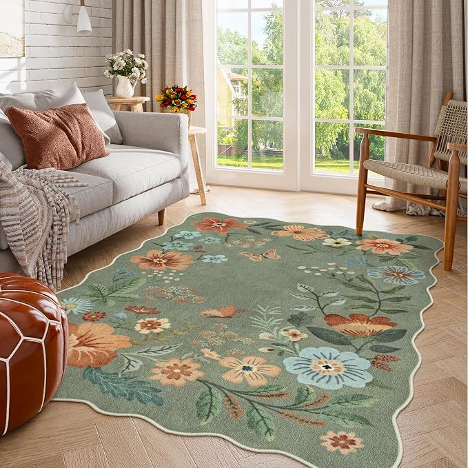 Lahome Floral Washable Rugs, 4X6 Rug