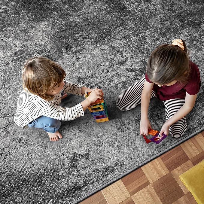 3x7 Black Rug Runners for Hallways Kitchen Runner Rug Non Slip Washable Black