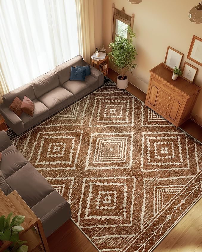 BESTSWEETIE Area Rug 9x12 Machine Washable Non-Slip Low Pile Print Pattern