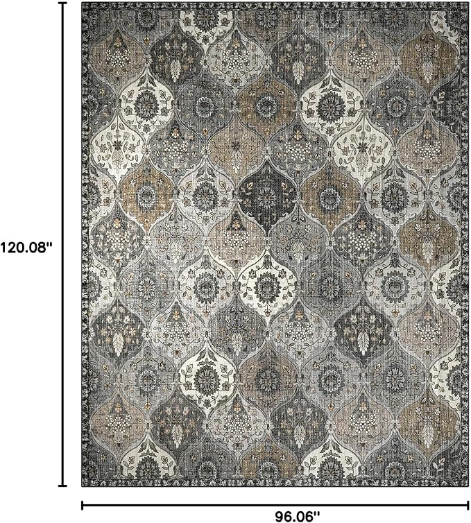 Lahome Moroccan Washable Area Rugs 8x10, Soft Vintage Oriental Rug