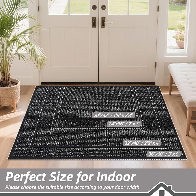BEQHAUSE Dirt Trapper Door Mat 20" x 32", Non-Slip Washable Doormats Entrance
