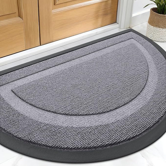 OLANLY Half Circle Door Mat Indoor Outdoor Entrance Welcome, Waterproof