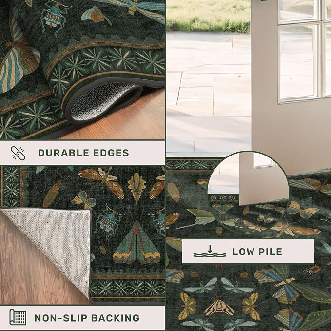Dark Green 2'6"x12' Long Runner Rugs