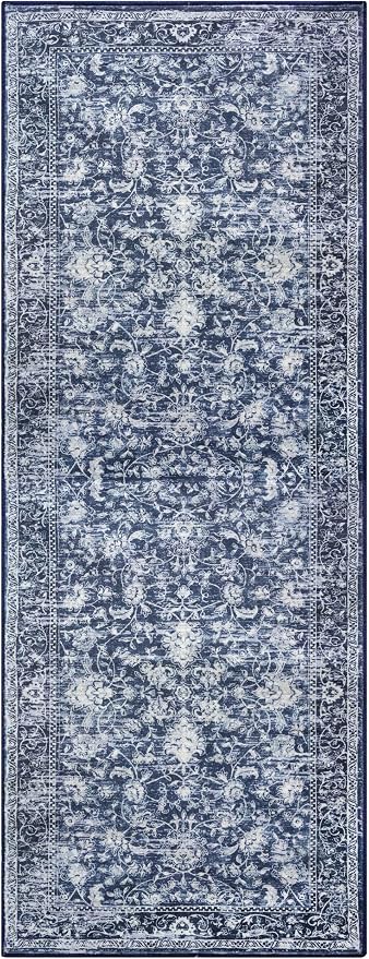 KILOCOCO Hallway Runner 2x6 Rug Runner Printed Vintage Floral Washable Kitchen