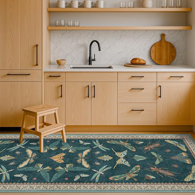Hazo Haus Brown and Green Kitchen Sink Runner Rug 2x6