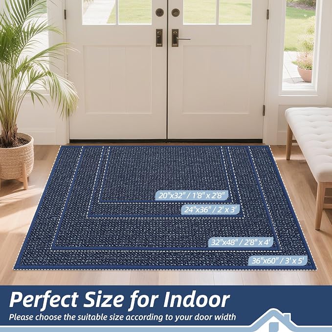 BEQHAUSE Dirt Trapper Door Mat 36" x 60", Non-Slip Washable Doormats Entrance