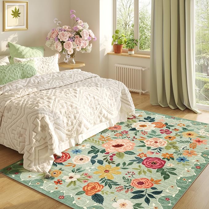 DUKINO 5x7 Area Rug, Floral Rugs