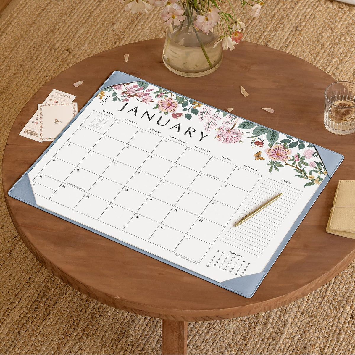 Cabbrix Desk Calendar 2027, Large Desk Pad Calendar 22 x 17" (Blue)