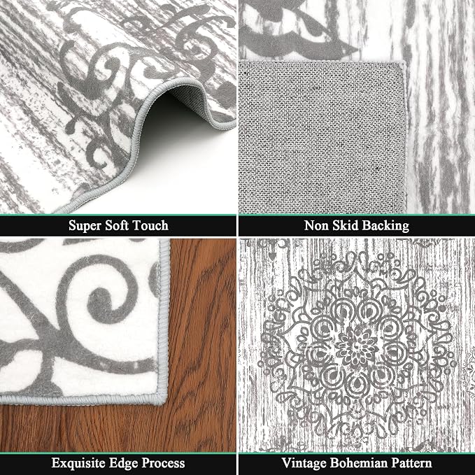 HEBE Area Rugs for Living Room 5'x7', Washable Non Slip Boho Bedroom Rug