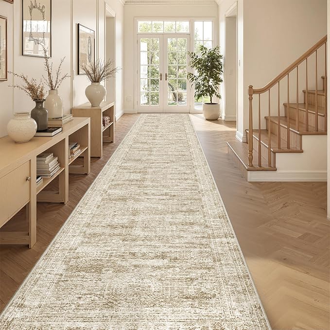 3x20 Washable Runner Rug for Hallway, Non-Slip Long Hallway Runner for Entryway