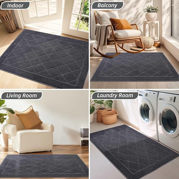 BEQHAUSE Dirt Trapper Door Mat 24" x 36", Doormat Non-Slip Entryway Rugs