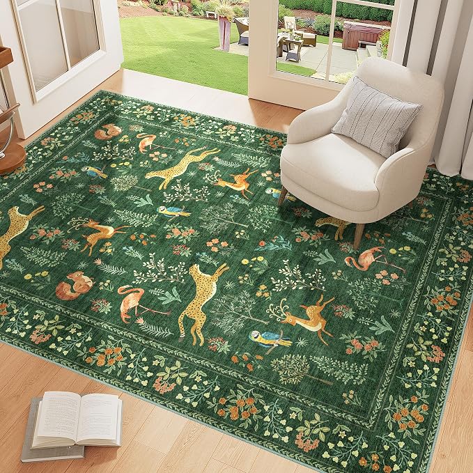 DUKINO 4x6 Rug, Washable Animal Area Rug