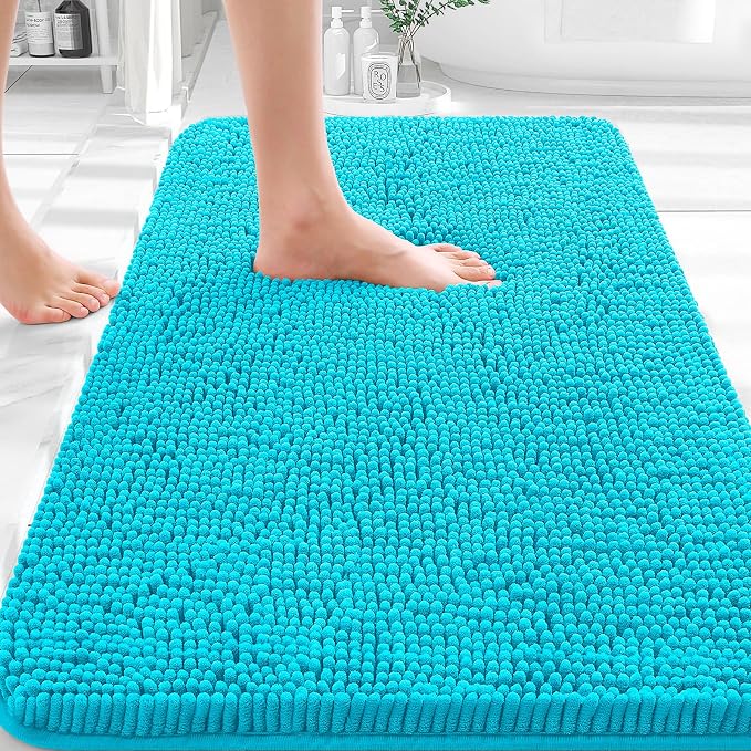 OLANLY Bathroom Rugs 35x24, Extra Soft Absorbent Chenille Bath Rugs, Rubber