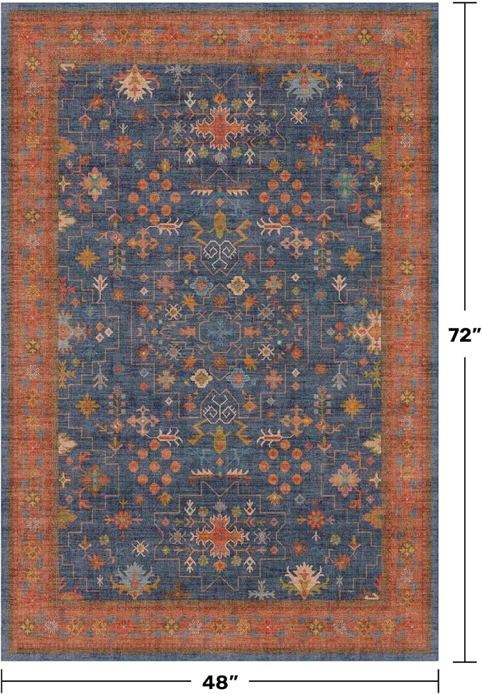 Washable 4x6 Small Rug for Living Room, Area Rug for Kitchen, Large Entryway
