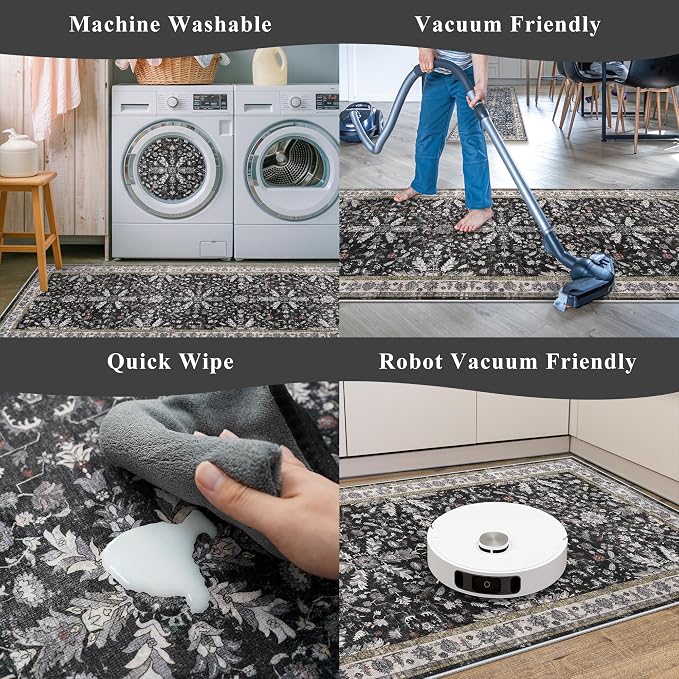 Square Rugs 5x5 Washable for Entryway: Non Slip Indoor Foot Carpet for Living
