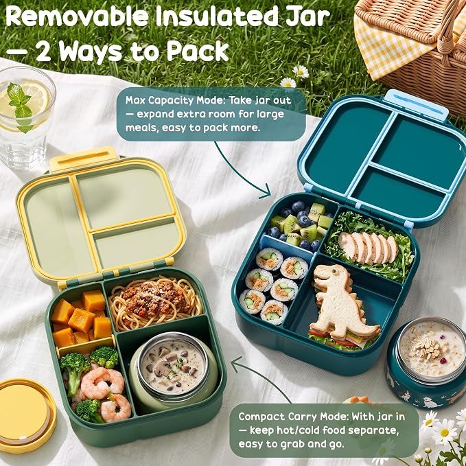 Fimibuke Kids Bento Lunch Box w/Insulated Water Bottle, Lunch Bag & Thermo |