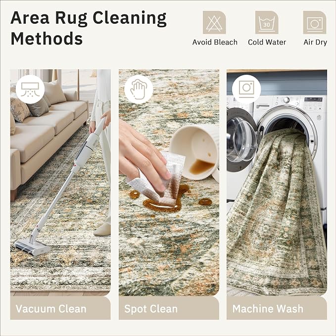 Soalmost 6x9 Area Rug for Living Room Washable 6x9 Non-Slip Modern Rugs for