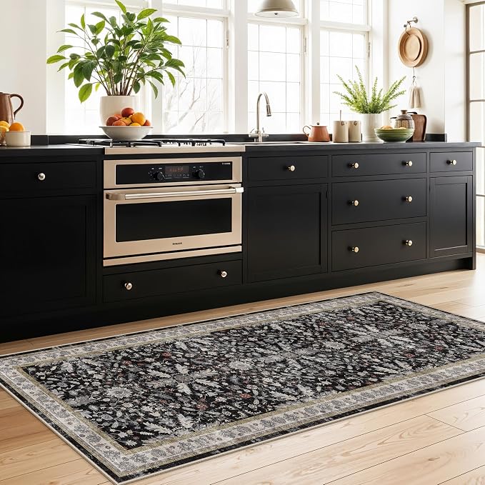 3x7 Washable Non-Slip Kitchen Runner Rug – Soft Low-Pile Stain-Resistant Carpet