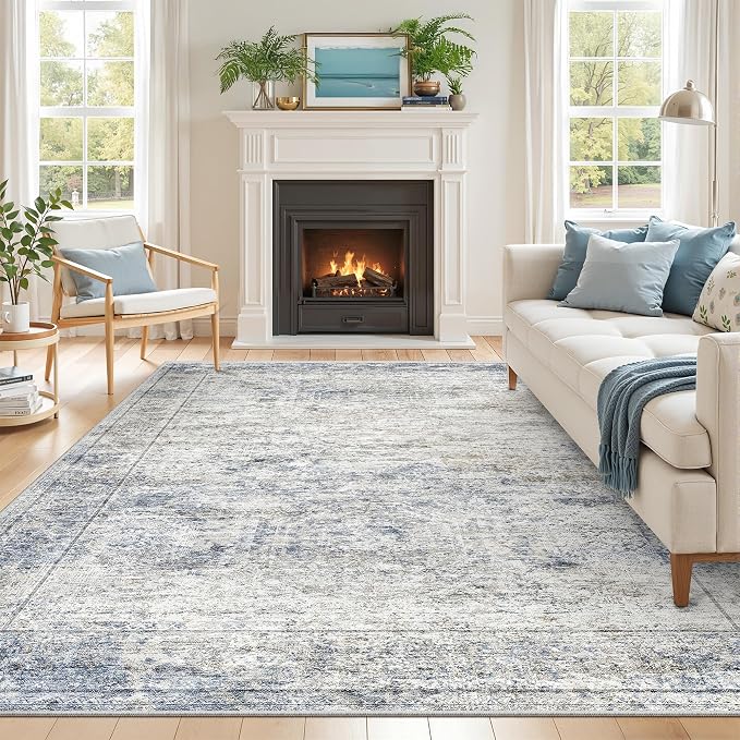 6x9 Area Rugs for Living Room, Soft Low Pile Indoor Washable Rugs for Bedroom