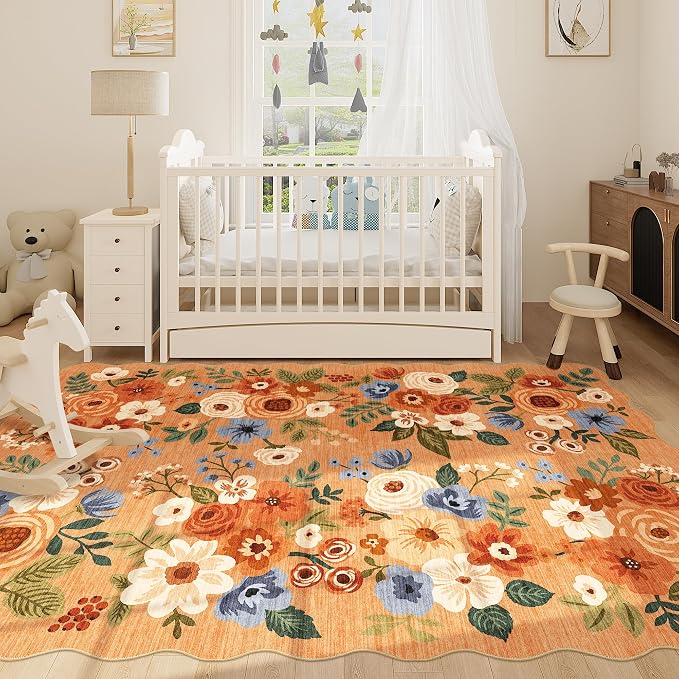 DUKINO 6x9 Area Rug, Floral Washable Rugs