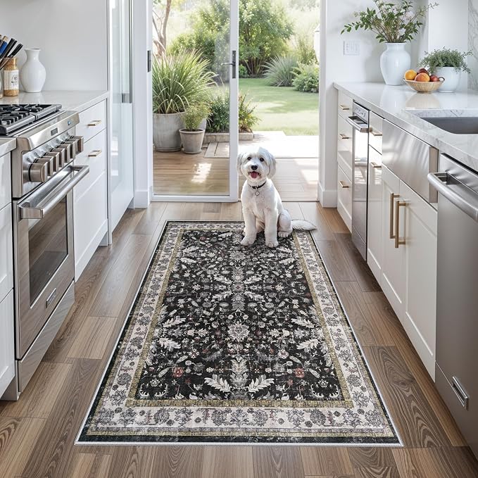 3x5 Kitchen Rug Washable Non-Skid, Boho Indoor Small Throw Area Rugs