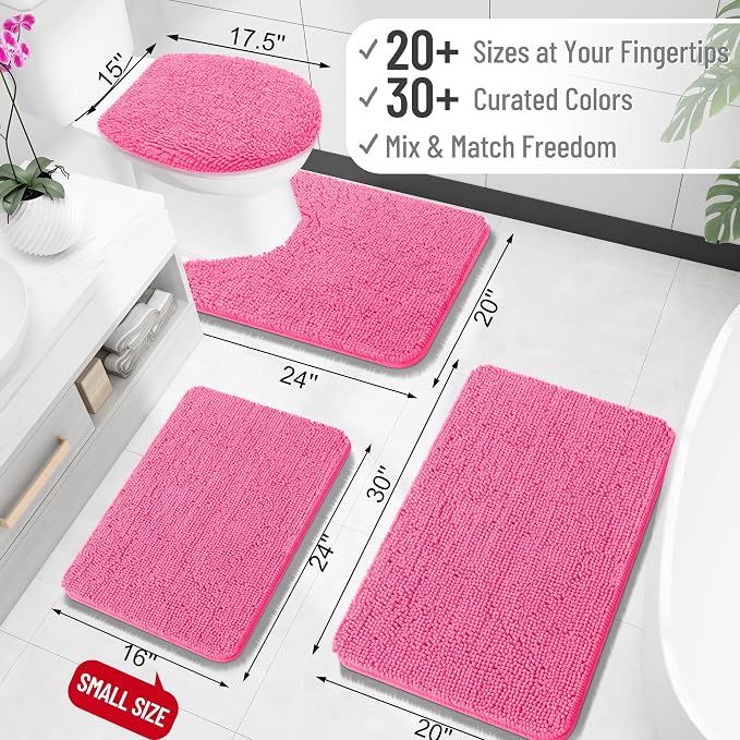 OLANLY Bathroom Rugs 30x18, Extra Soft Absorbent Chenille Bath Rugs, Rubber
