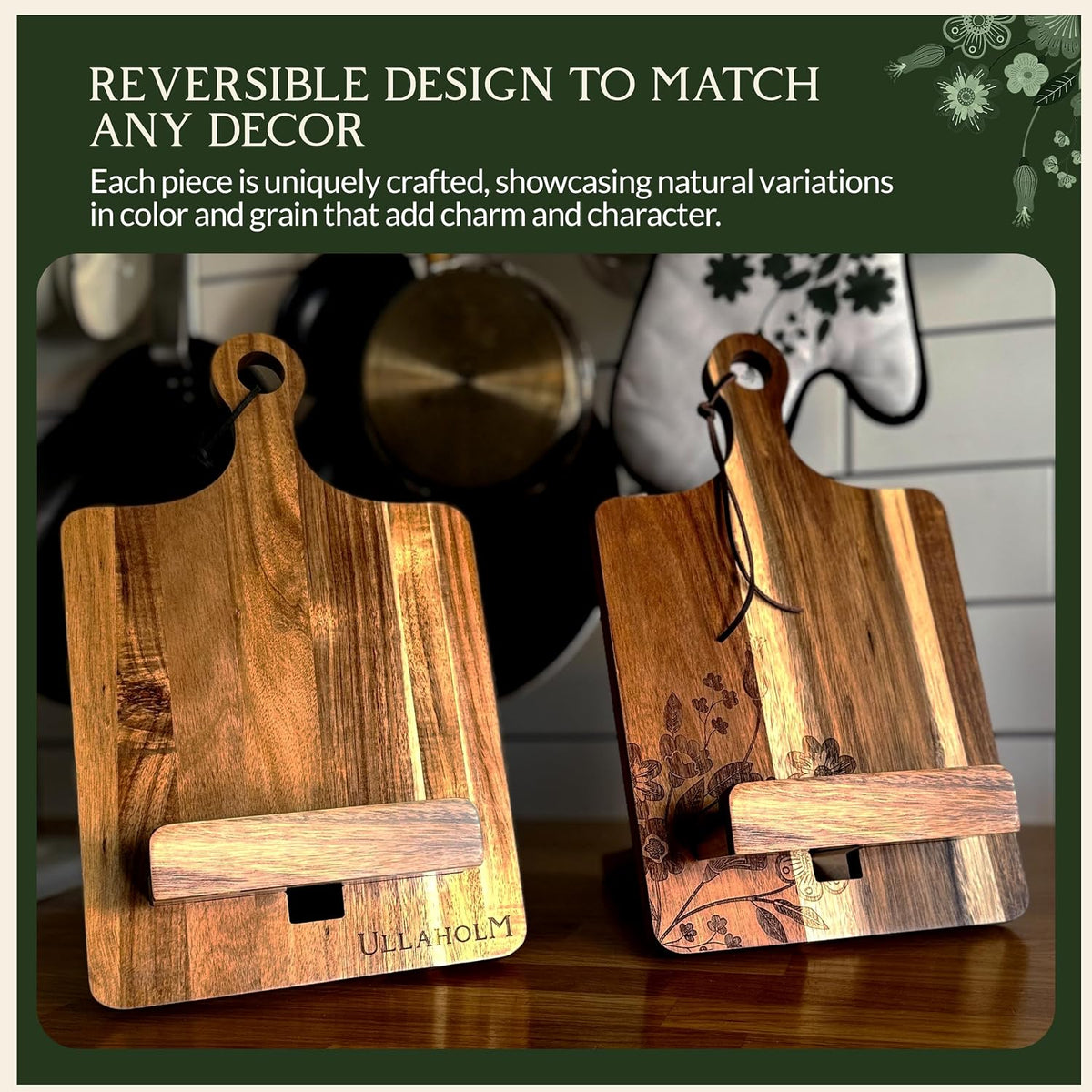 Wooden Cookbook Stand for Kitchen Counter | Multipurpose Display Stand