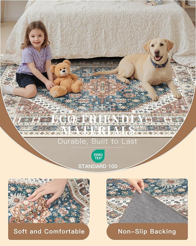 Madane Hallway Runner Rug 2'6''x12' Kitchen Runner, Non Slip Vintage Runners