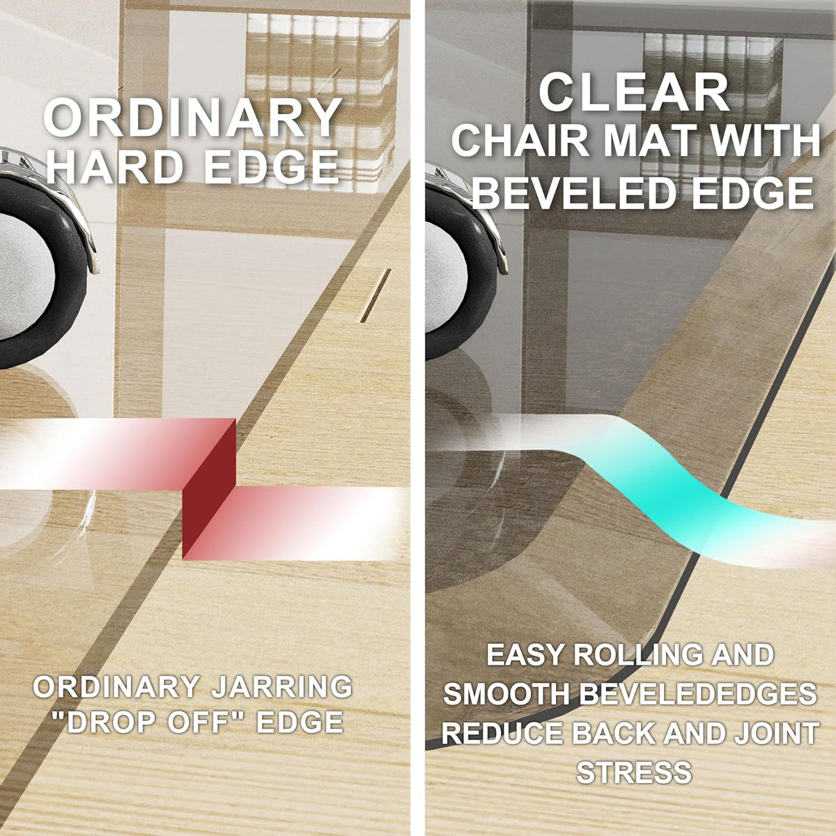 MESAILUP Beveled Edge Office Chair Mat for Carpet or Hardwood Floor Crystal Gray 48" x 60" Clear Chair Mats for Easy Roll On/Off, Hard Heavy Duty and Non-Slip Pad Floor Ultimate Desk Chair Mat
