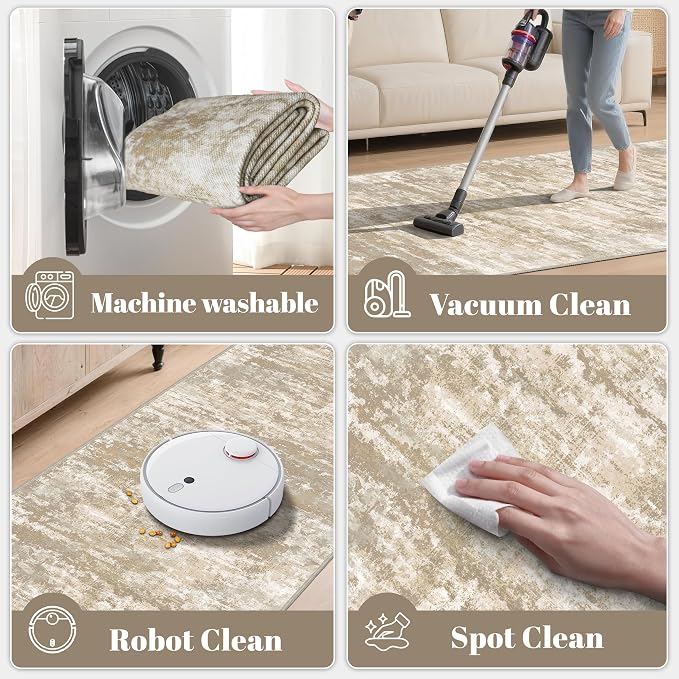 3x5 Area Rug Washable Entryway Rug Non Slip Abstract Tear and Stain Resistance