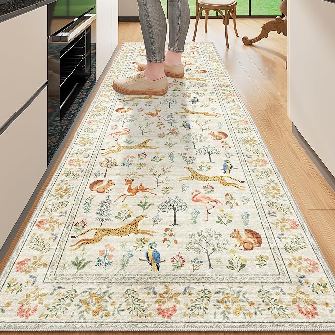 DUKINO 2.6x8 Rug for Hallway, Washable Kitchen Runner Rug