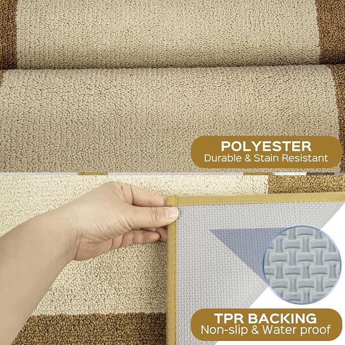 Machine Washable Runner Rugs Set of 2, Non Slip Kitchen Mats