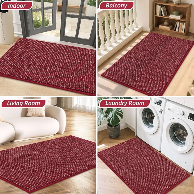 BEQHAUSE Dirt Trapper Door Mat 24" x 36", Non-Slip Washable Doormats Entrance