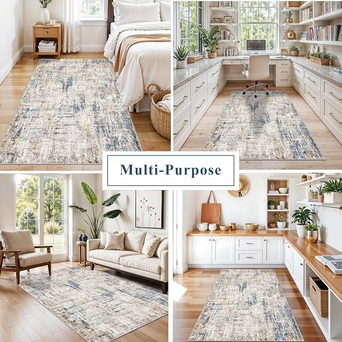 4x8 Washable Area Rug – Non-Slip Rubber Backed Indoor Rug