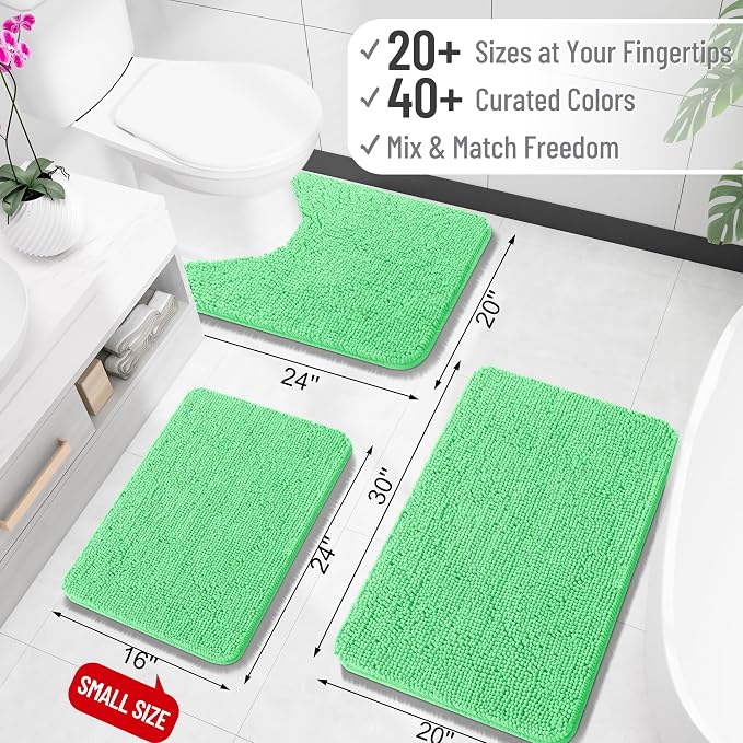 OLANLY Toilet Rugs U-Shaped 24x24, Extra Soft Absorbent Chenille Contour