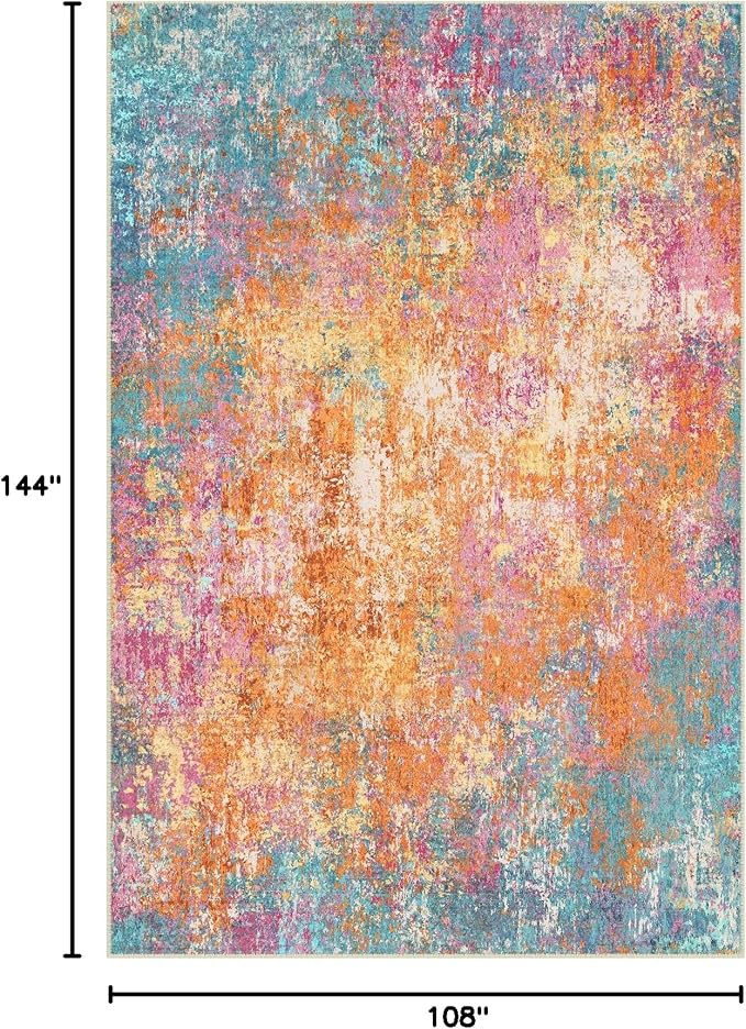 RELEANY Washable Area Rugs 9'x12' Non-Slip Modern Abstract Soft