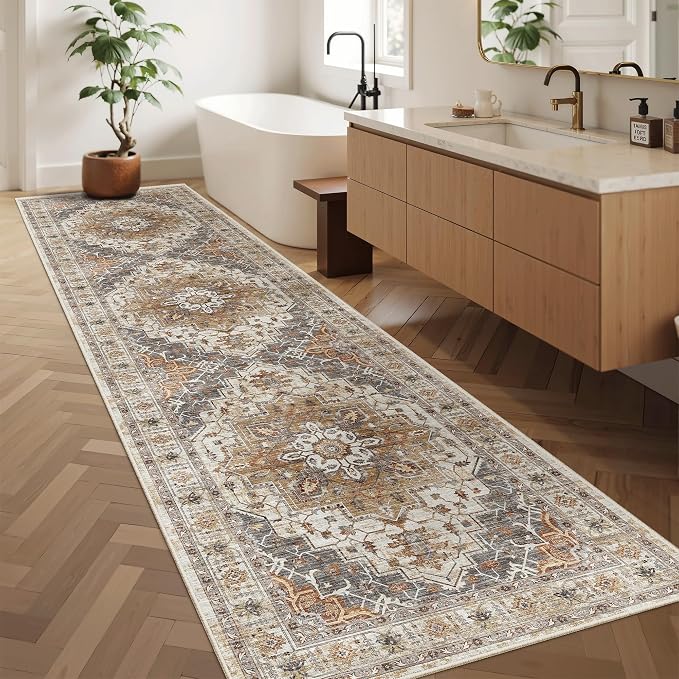 Madane Hallway Runner Rug 2'6''x10' Kitchen Runner, Non Slip Vintage Runners