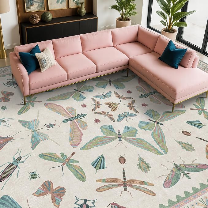 Green Butterfly Rugs for Girls Bedroom