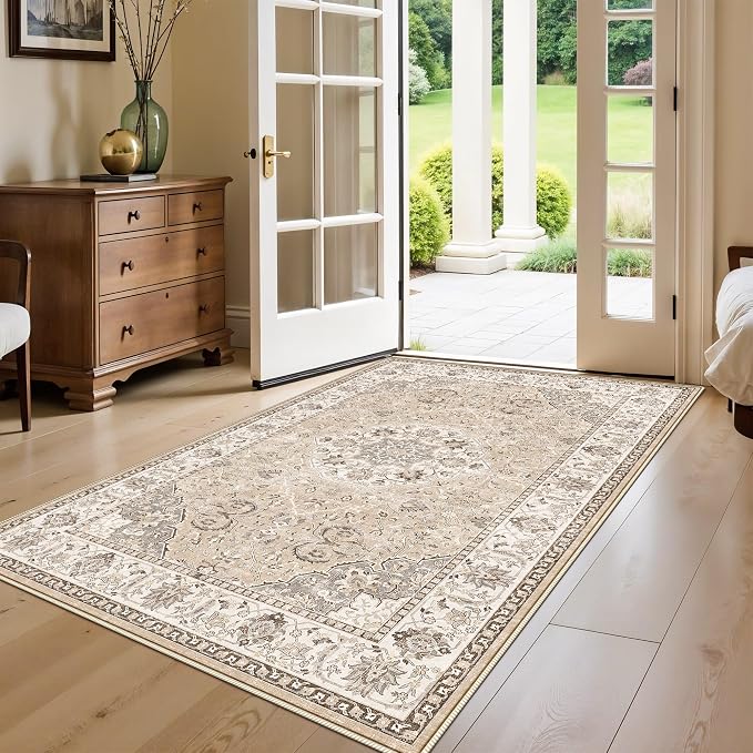 Living Room 4x6 Area Rugs: Vintage Farmhouse Washable Non-Slip Rug