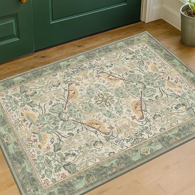Sage Green Boho Bathroom Rugs
